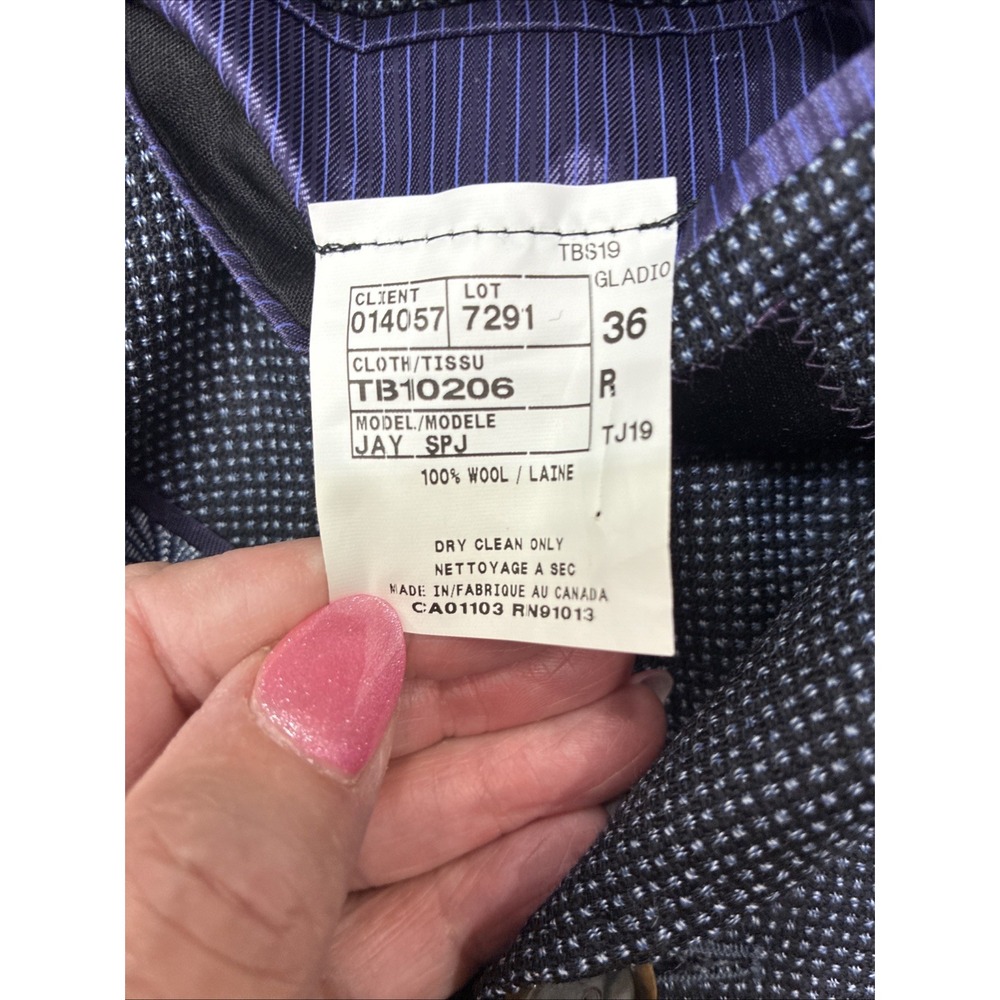 Ted Baker London Endurance Jay SPJ 36R Wool Navy Charcoal Blazer Sport Coat - Picture 9 of 12
